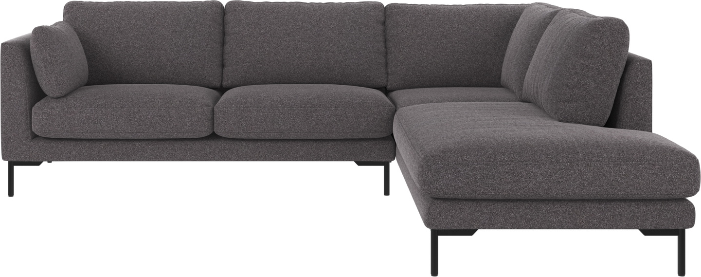 Hjørnesofa Rowico Corwin Højrevendt   Slidstærkt Brenda-stof Mørkegrå Sort Med Slanke 16 Cm Pulverlakerede Metalben