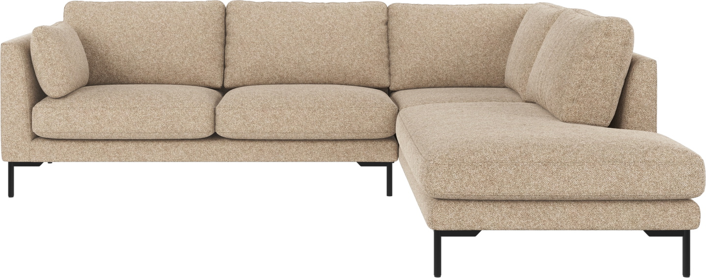 Hjørnesofa Rowico Corwin Højrevendt  -formet Beige Bobby Polyester Med Slanke Pulverlakerede Metalben 226ã 266 Cm