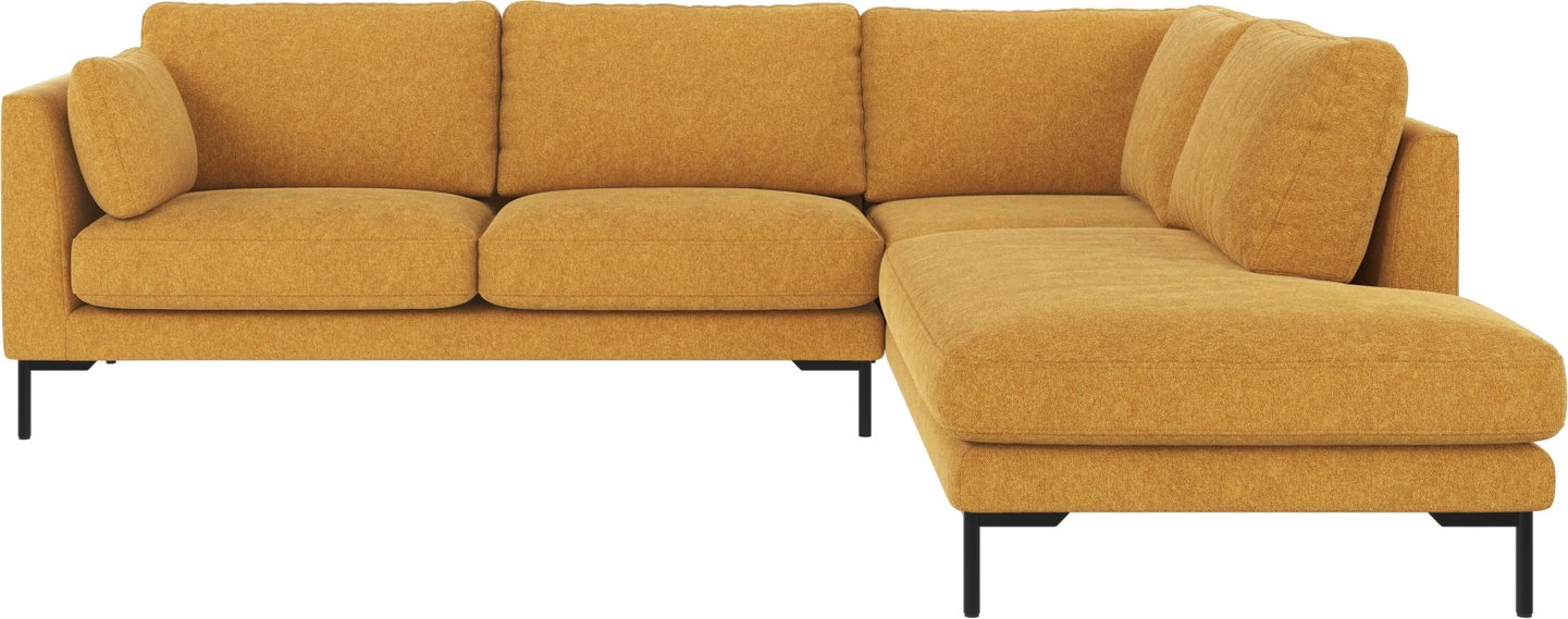 Hjørnesofa Rowico Corwin Højrevendt Loungesofa   Gul Brenda Stof  Sort Metalben  266ã 226ã 83 Cm