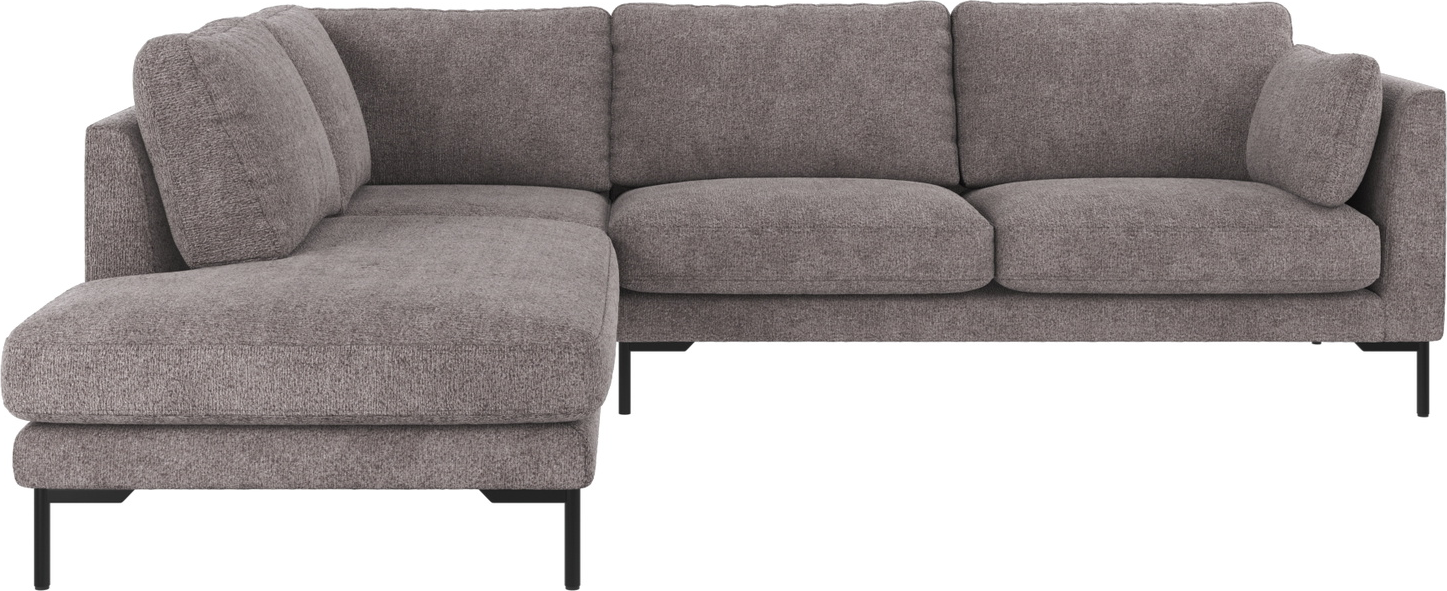 Hjørnesofa Rowico Corwin Venstrevendt   Greg 18 Grå Polyesterstof Med Sorte Metalben 226ã 266 Cm Skandinavisk Design
