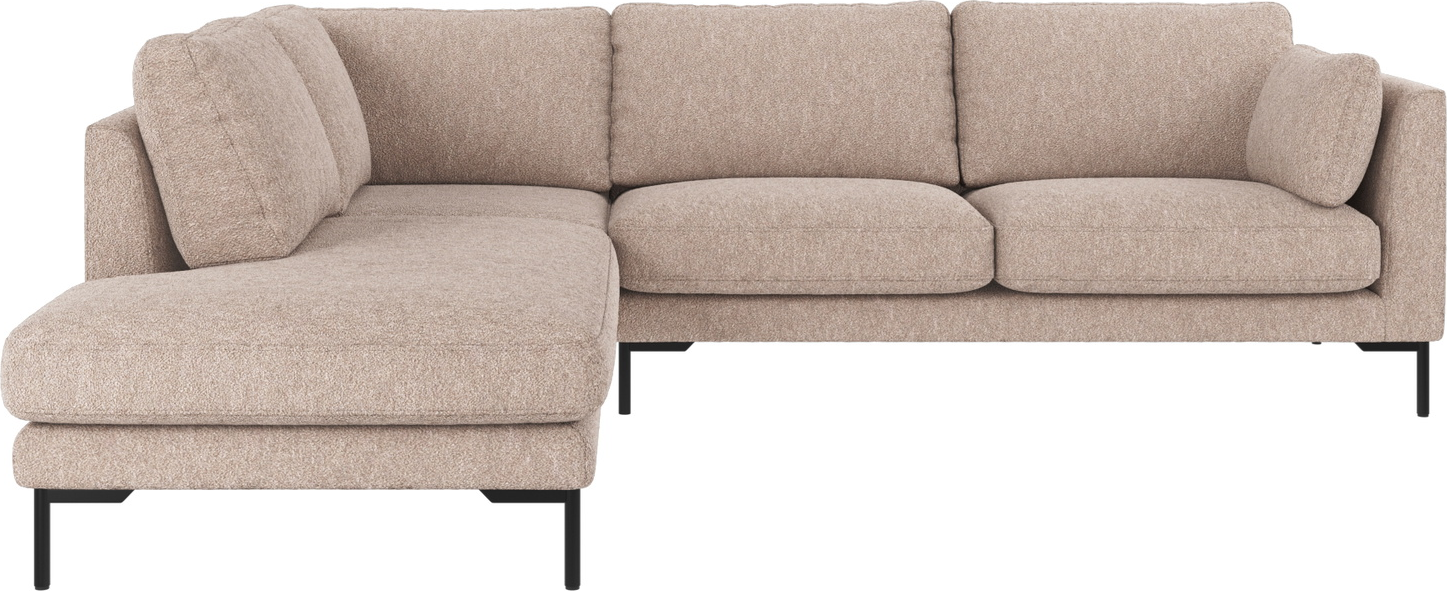 Hjørnesofa Rowico Corwin Venstrevendt   Lysebeige Alice Stof Med Sorte Ben Skandinavisk Design