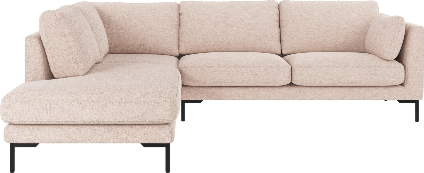 Hjørnesofa Rowico Corwin Venstrevendt Lysebeige Max Stof Sortlakerede Metalben H83ã B266ã D226 Cm