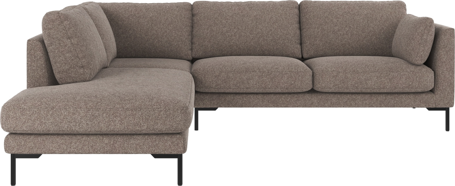 Hjørnesofa Rowico Corwin Venstrevendt Mørk Beige Bobby   Polyester Med Sorte Metalben 266x226 Cm