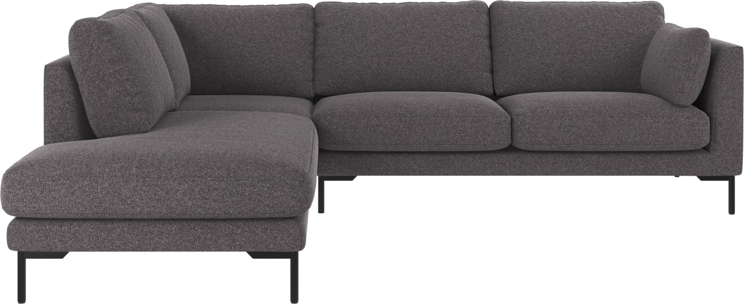 Hjørnesofa Rowico Corwin Venstrevendt Mørkegrå Sort Stof Brenda H83ã B266ã D226 Cm