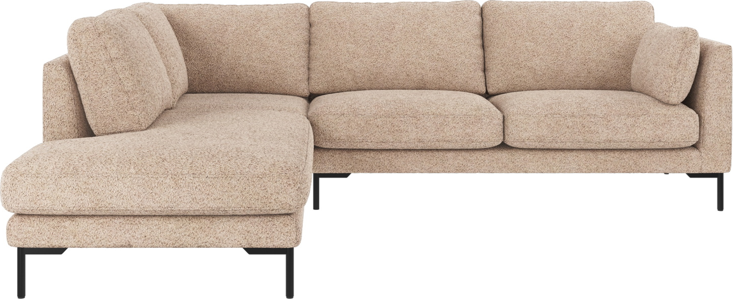 Hjørnesofa Rowico Corwin Venstrevendt Open-end 266x226 Cm Anna Polyester Lysebeige Metalben