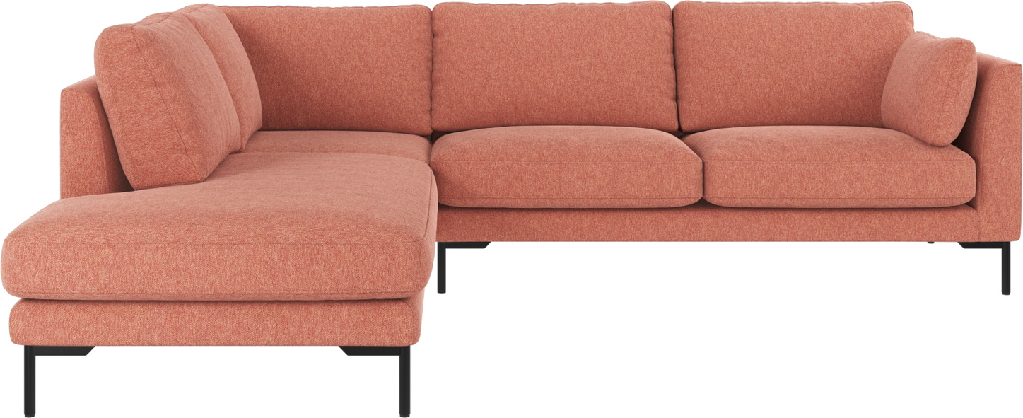 Hjørnesofa Rowico Corwin Venstrevendt Rød Med Sort Metalstel B266   D226   H83 Cm