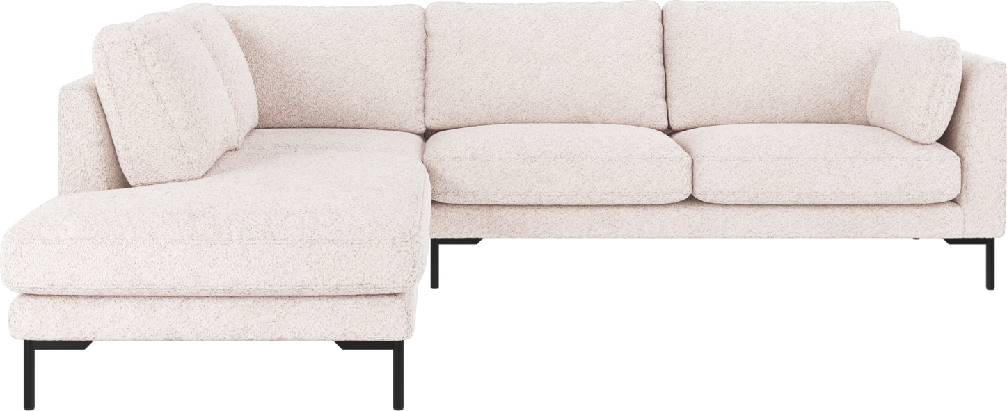 Hjørnesofa Venstrevendt Rowico Corwin   Hvidt Anna-stof Med Sorte Metalben 83ã 266ã 226 Cm