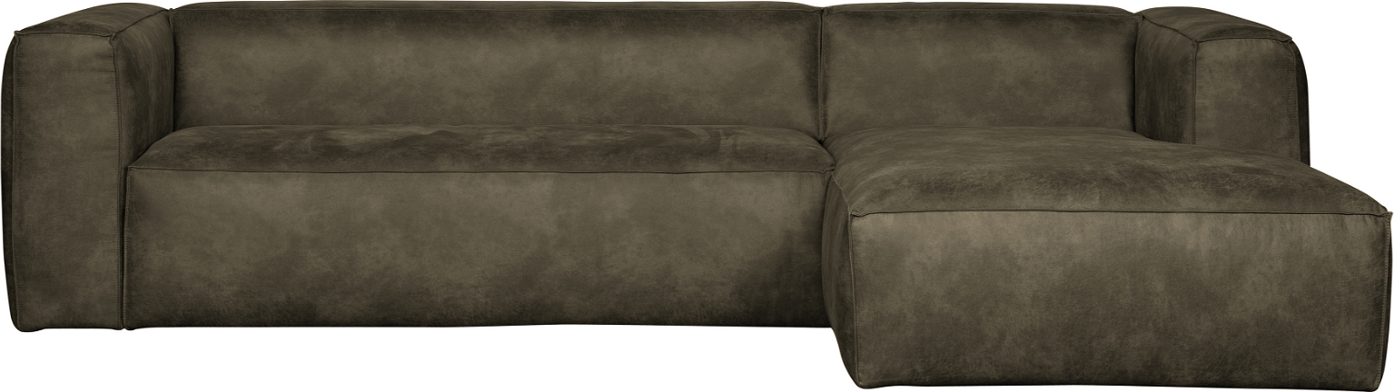 Hjørnesofa Woood Bean Højrevendt   Army Grøn Læderlook  Fsc-træramme  305ã 175 Cm