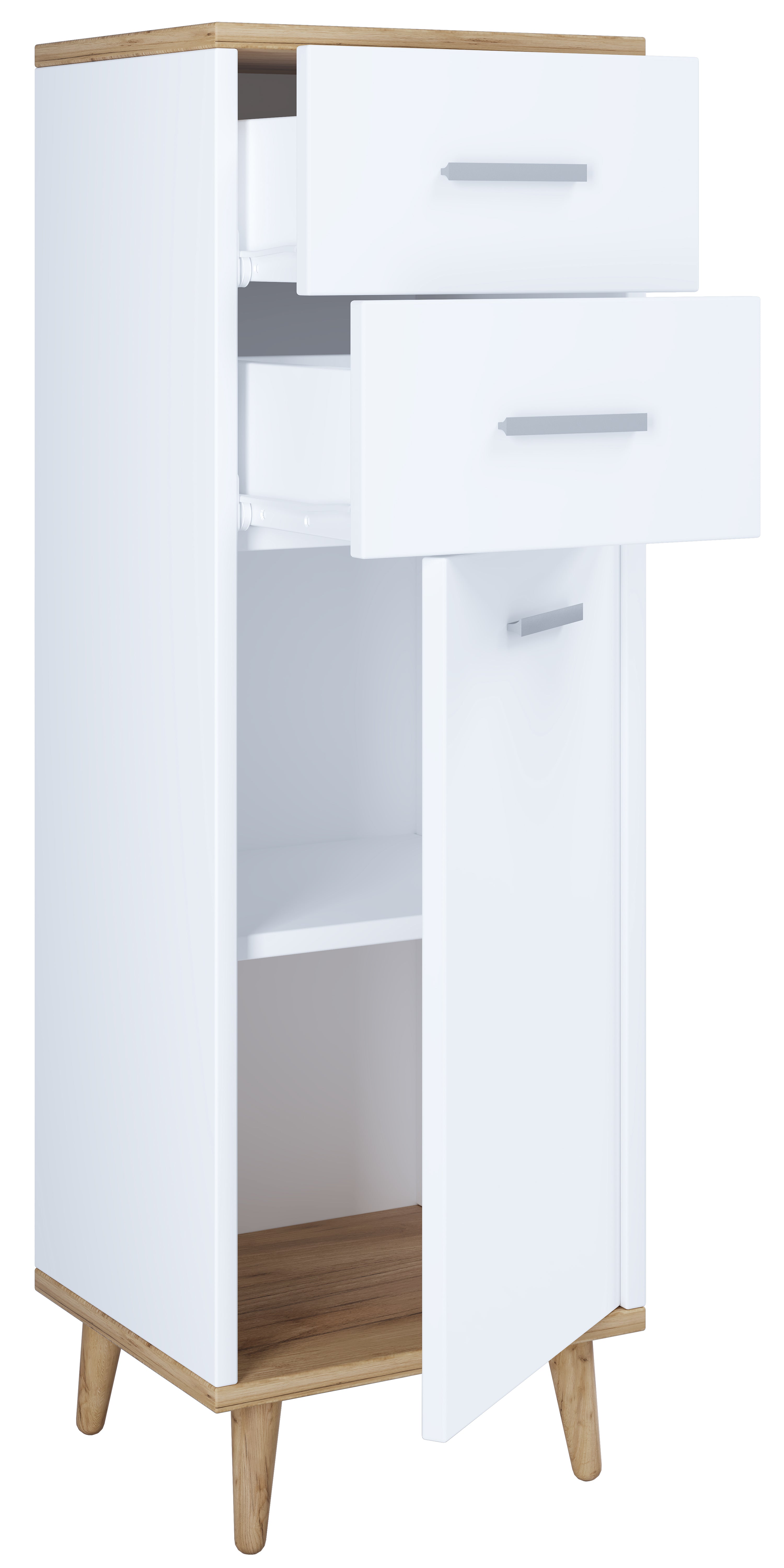 Høj  Smal Kommode  Badeværelsesskab  97   32   28 Cm  Hvid