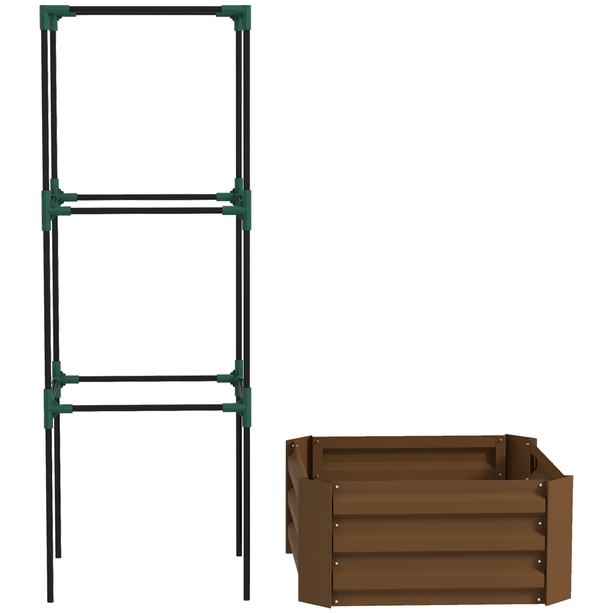 Højbed Med Espalier Plantekasse Med Klatrehjælp åben Bund Vejrbestandig 61 Cm 61 Cm 140 Cm Brun