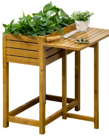 Højbed Med Foldbar Arbejdsflade  Lakeret Massivt Træ  Fleeceforing  64 Cm   63 Cm   74   Cm