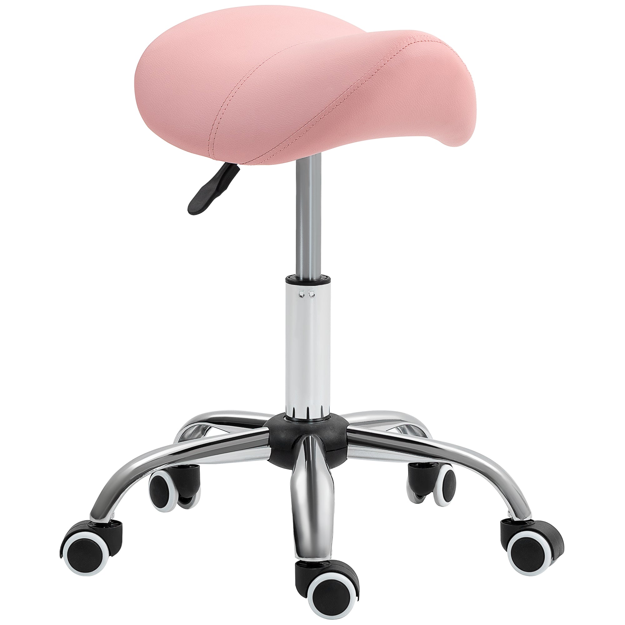 Højdejusterbar Rulleskammel  49-61 Cm  360â  Drejelig Arbejdsskammel  Kontorskammel Til Kontor  Salon  Massage  Spa  Lyserød