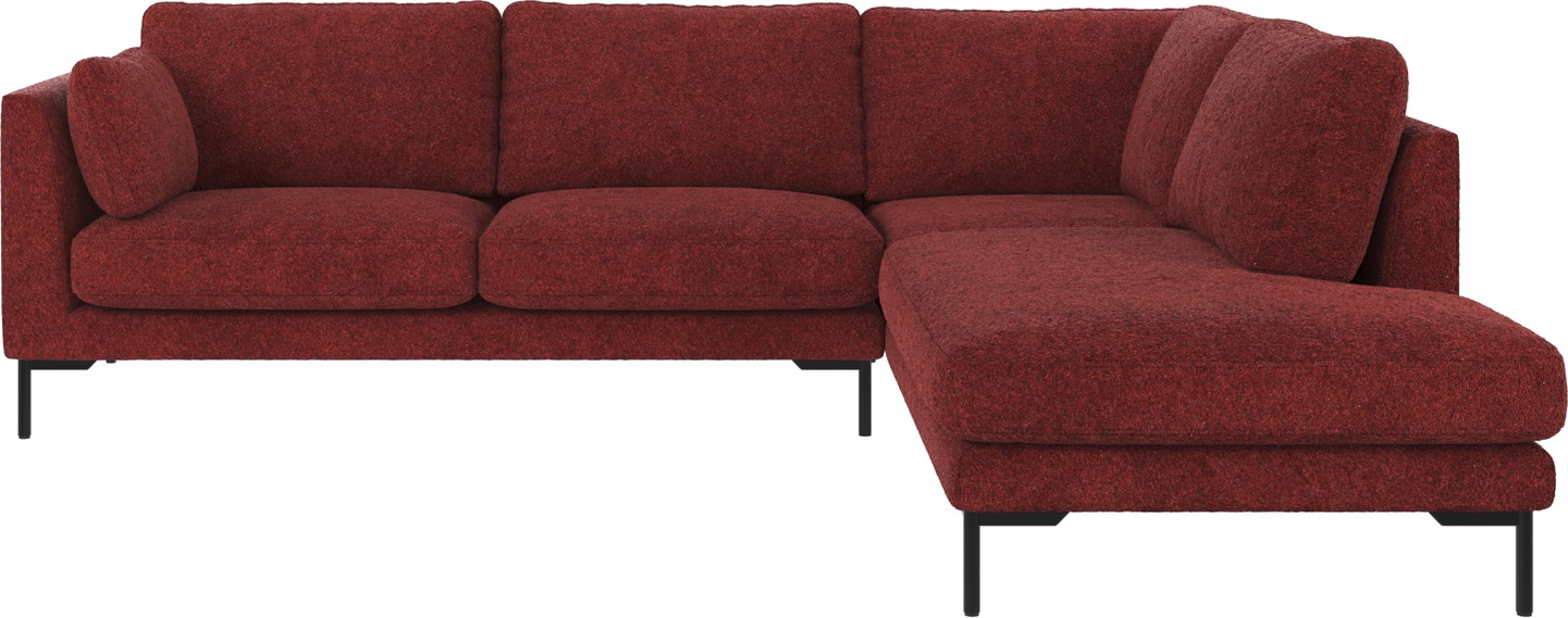 Højrevendt Hjørnesofa Rowico Corwin Anna   Rød Polyester Med Sorte Metalben 83ã 266ã 226 Cm