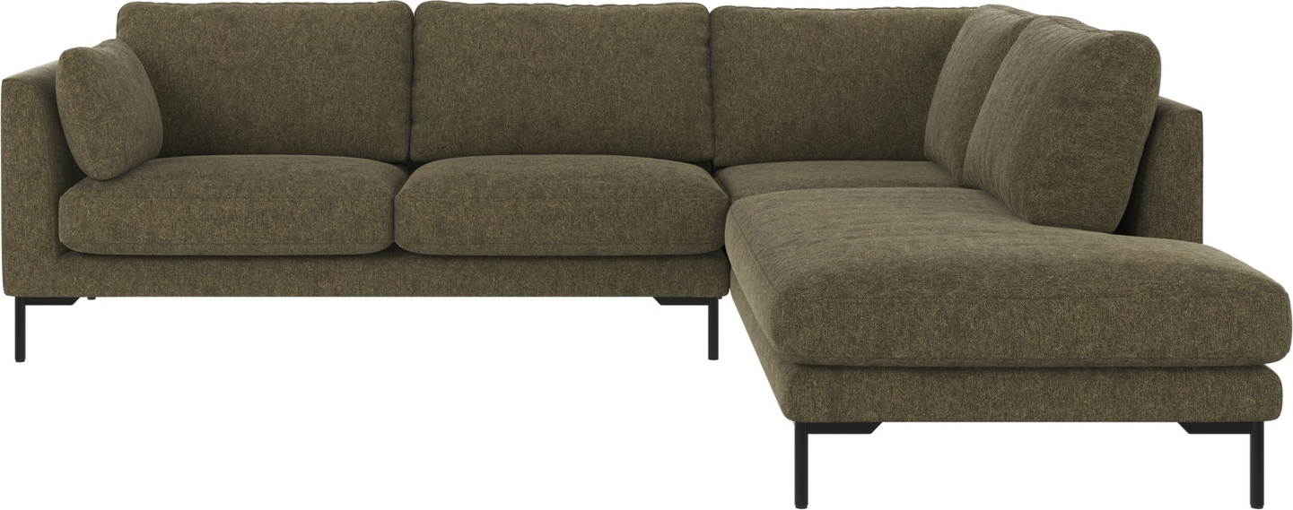 Højrevendt Hjørnesofa Rowico Corwin Brenda 77 Polyester Grøn Med Dybe Sæder Og Sort Metalben 83ã 266ã 226 Cm