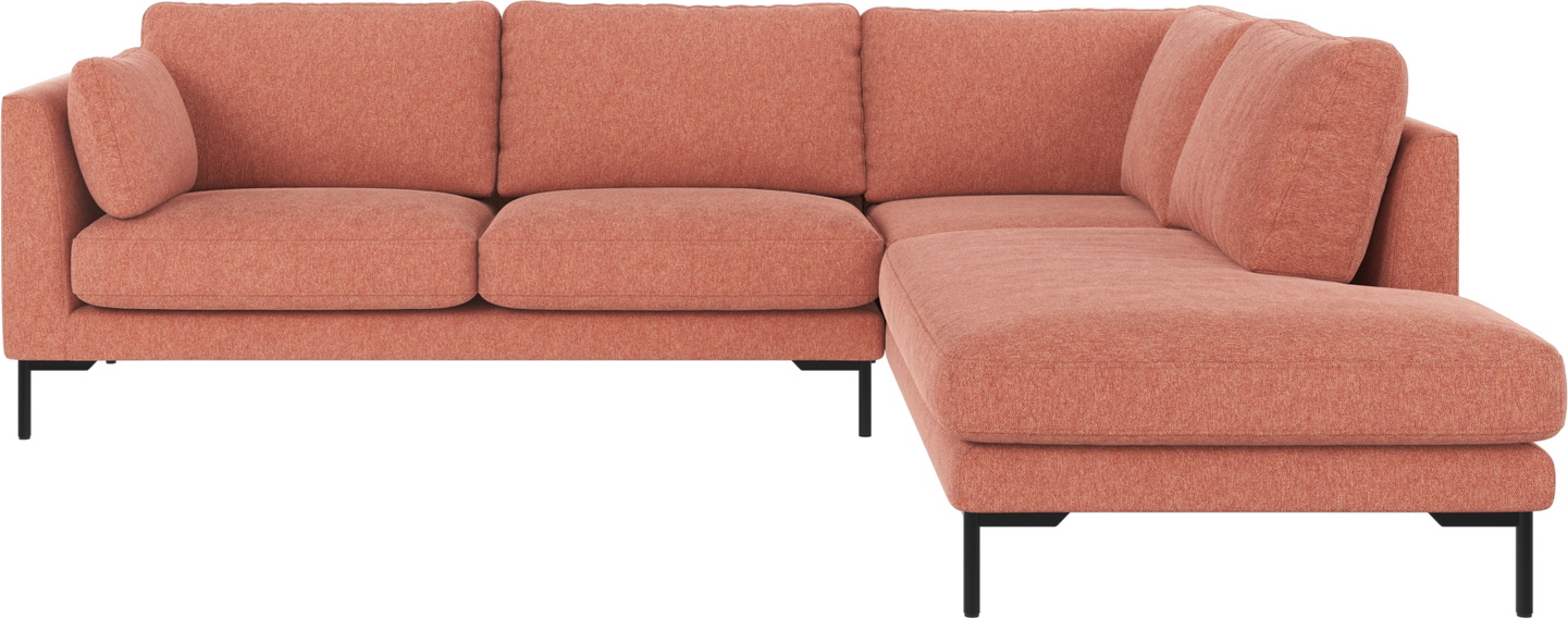 Højrevendt Hjørnesofa Rowico Corwin Brenda Rød 83x266x226 Cm Mat-sorte Metalben