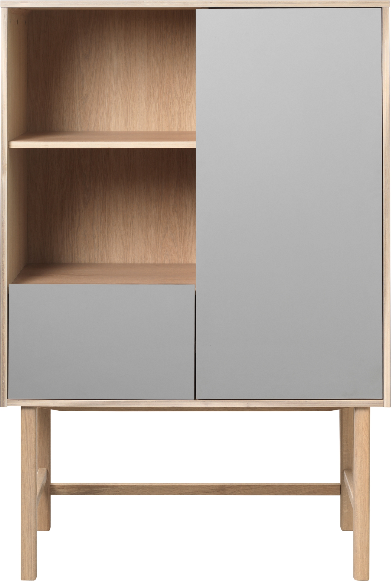 Højskab Nordique Design Bilbao   Egetræ   Grå Hpl  Nordisk Minimalisme  H150   B45 Cm