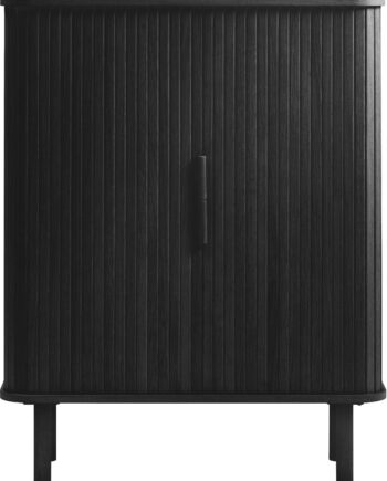 Højskab Nordique Design Cavo Sort   Mdf Med Egetræsfinér 113ã 40ã 90 Cm