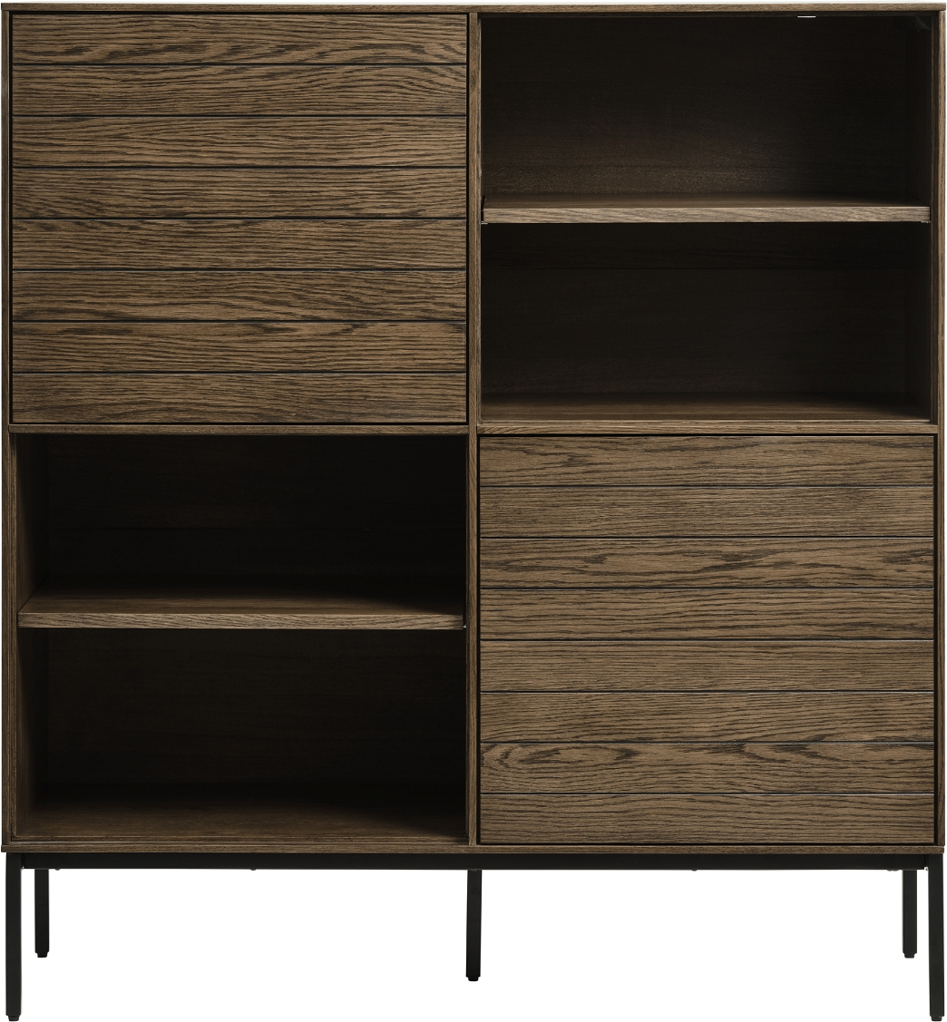 Højskab Nordique Design Modica   Røget Eg   Sort Metal  H132ã B122ã D45 Cm