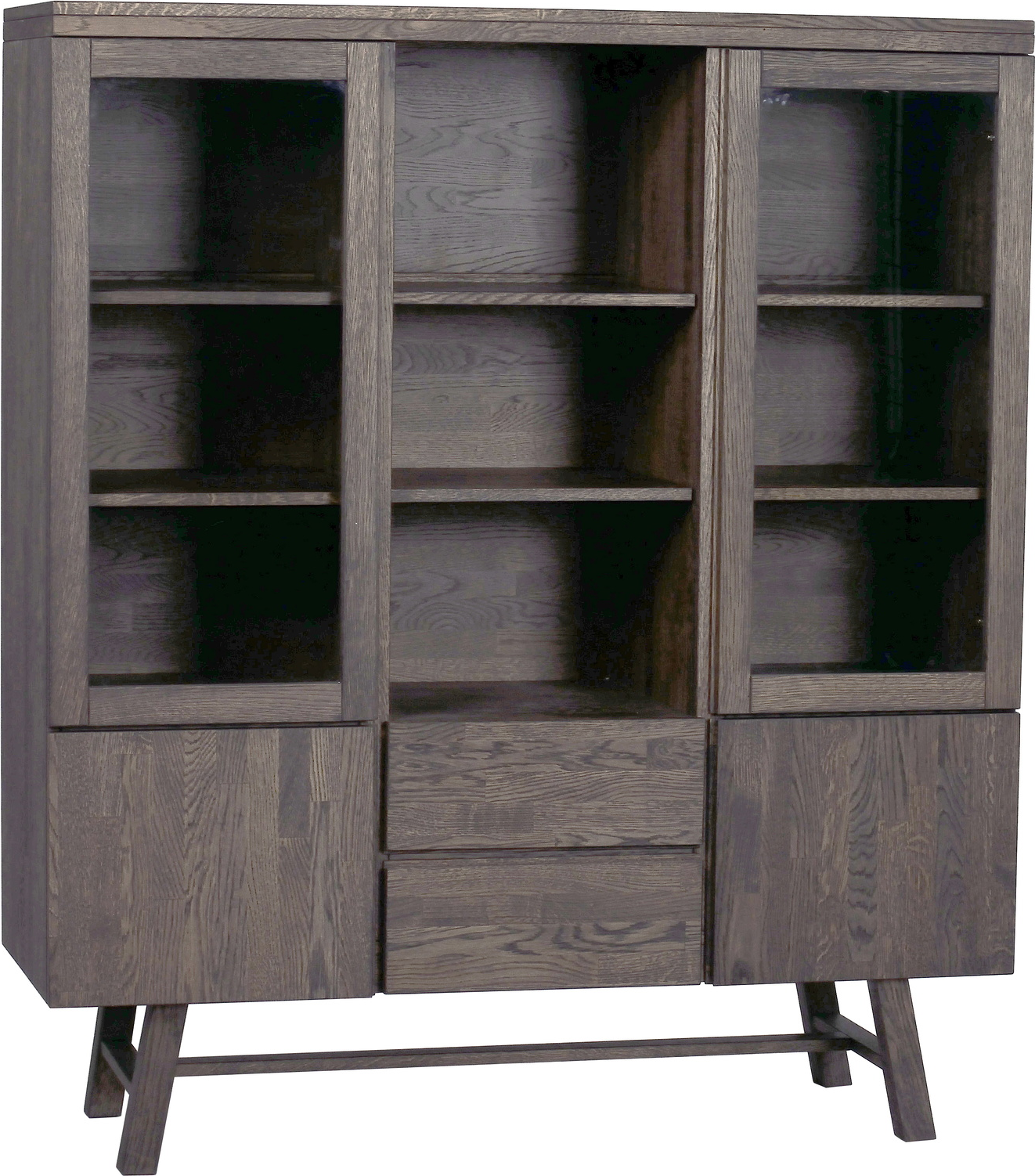 Højskab Rowico Brooklyn   Mørkebrun Lakeret Massiv Eg Fsc 150x130x45 Cm