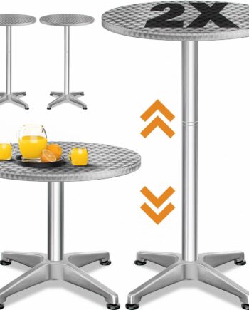 Højt Bordsæt Af   Stk  Sølv Aluminium ø60cm Højdejusterbar
