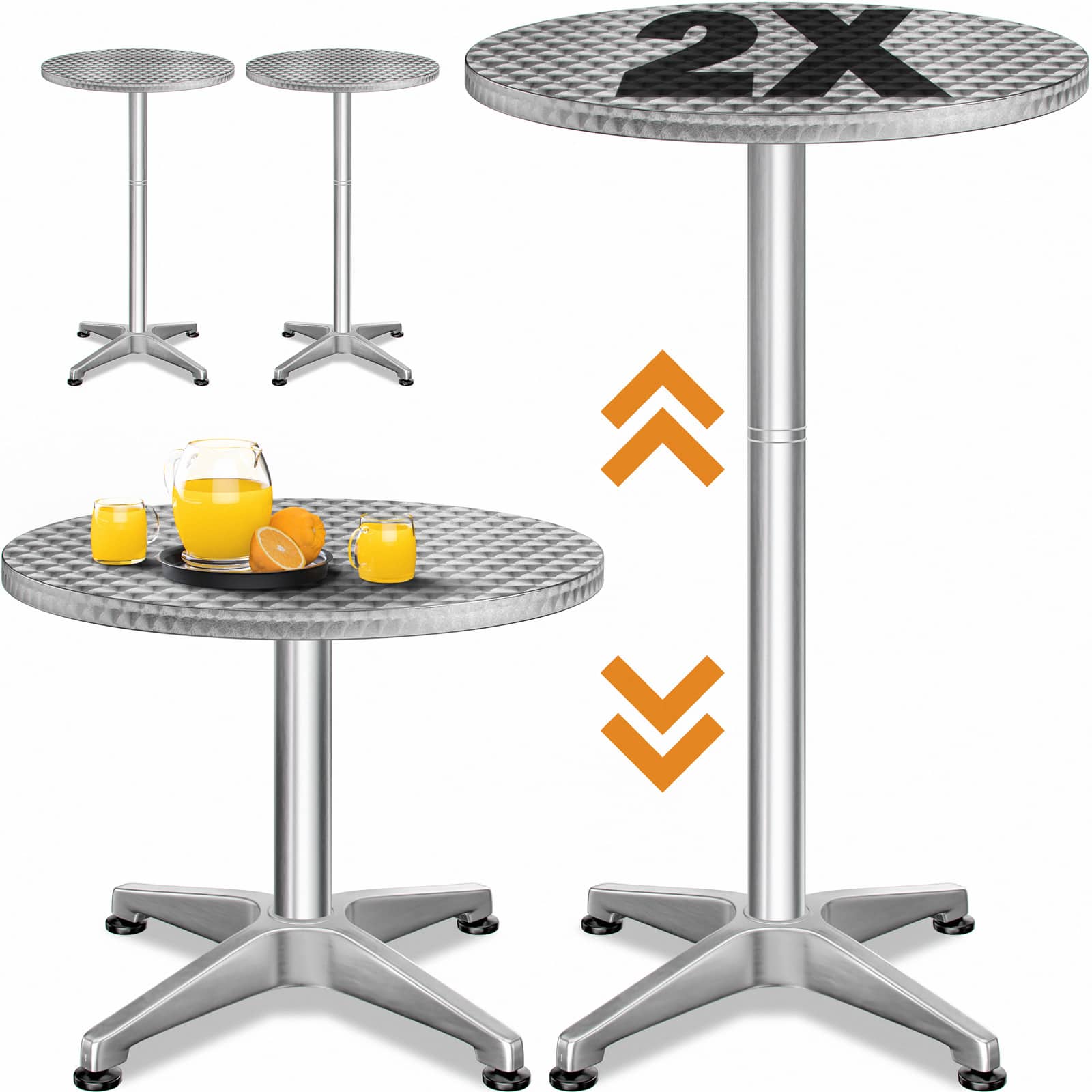 Højt Bordsæt Af   Stk  Sølv Aluminium ø60cm Højdejusterbar