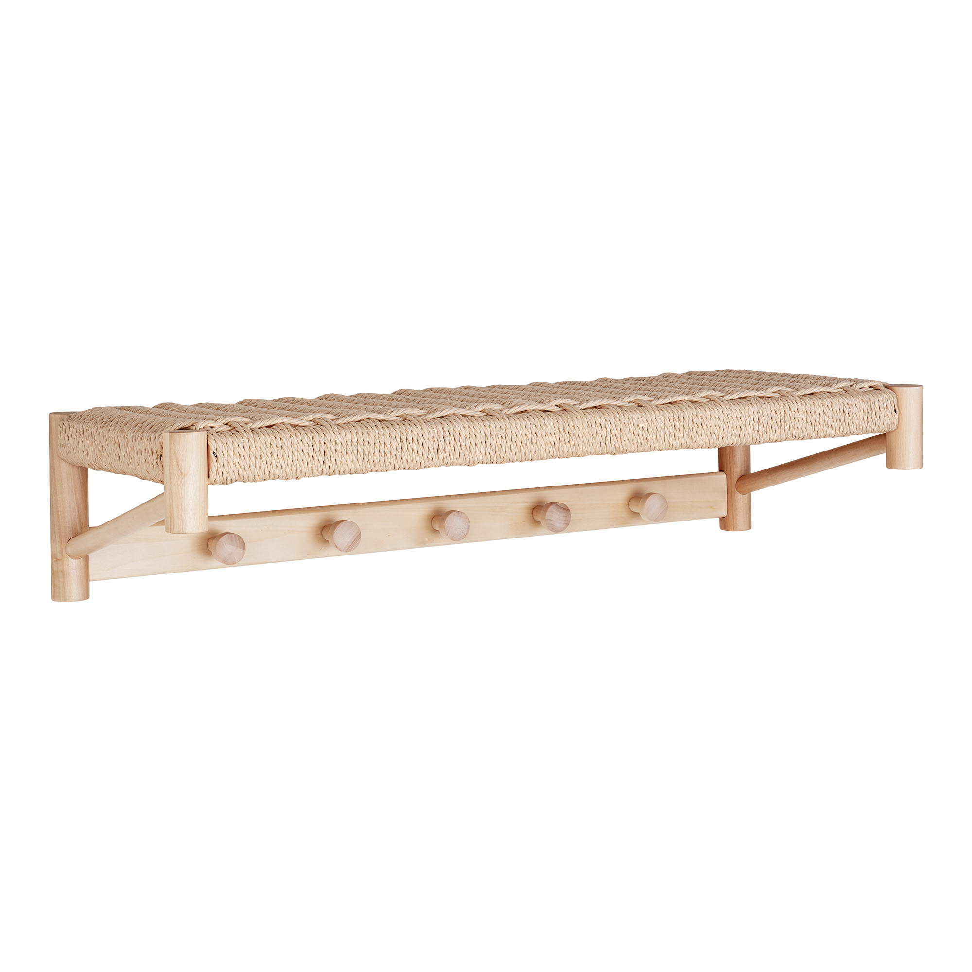 House Nordic Abano Hattehylde Flet Hylde Og Knager Natur Papirsnor Og Poppeltræ 78x31