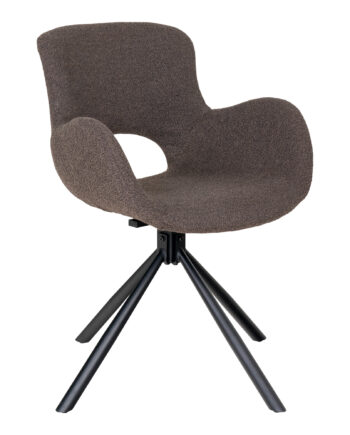 House Nordic Amorim Spisebordsstol     Armlæn Og Drejefod Mushroom Bouclé Stof Og Sort Metal