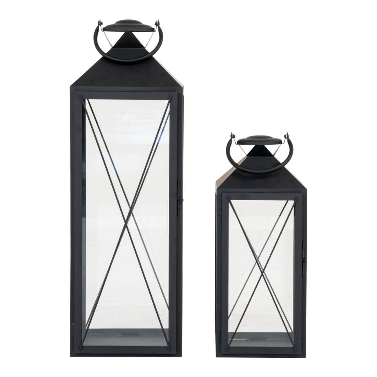 House Nordic Casa Lanterne     Håndtag Glas Og Sort Stål  Sæt Af