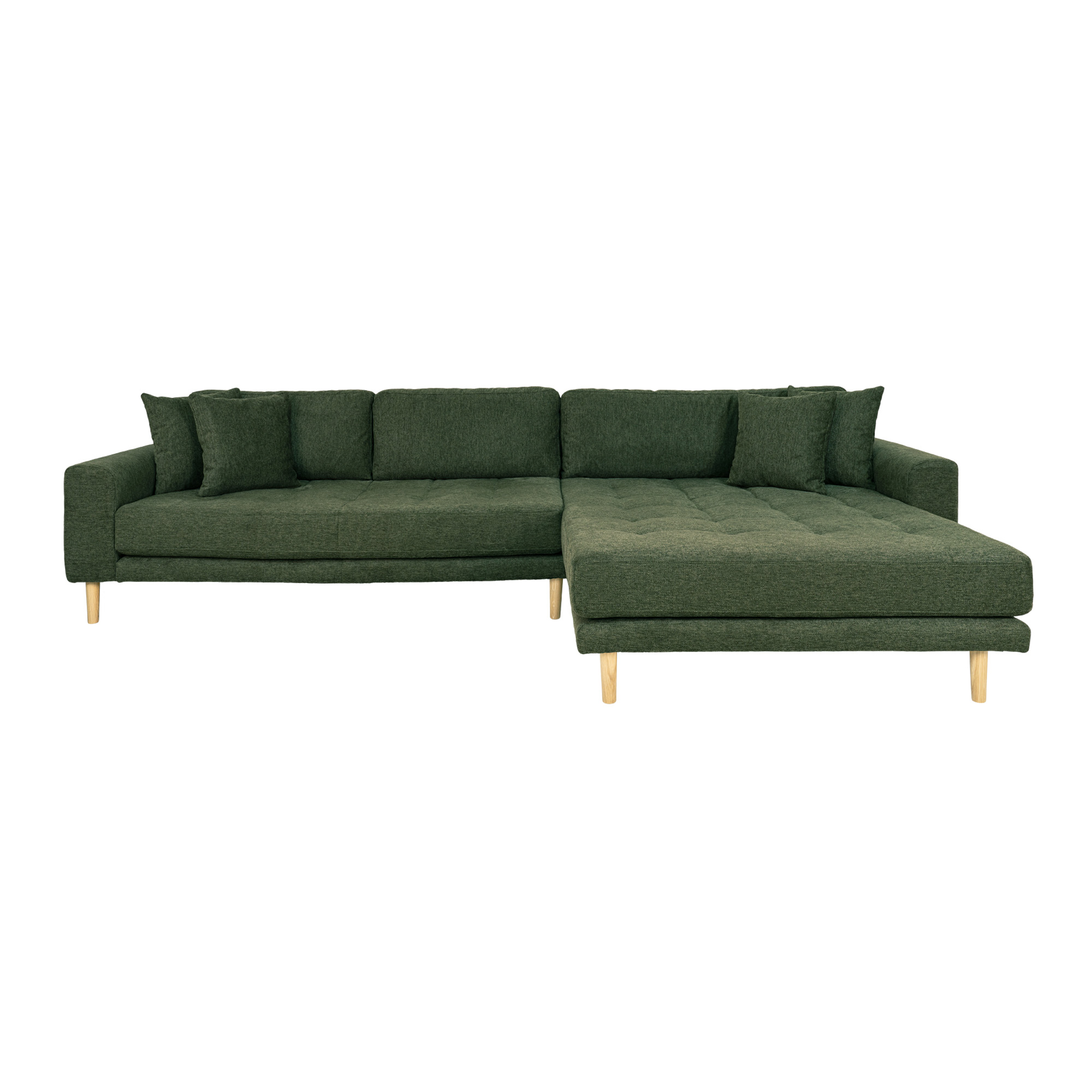 House Nordic Lido Loungesofa Højre Chaiselong Puder Olivengrøn Polyester Og Egetræ