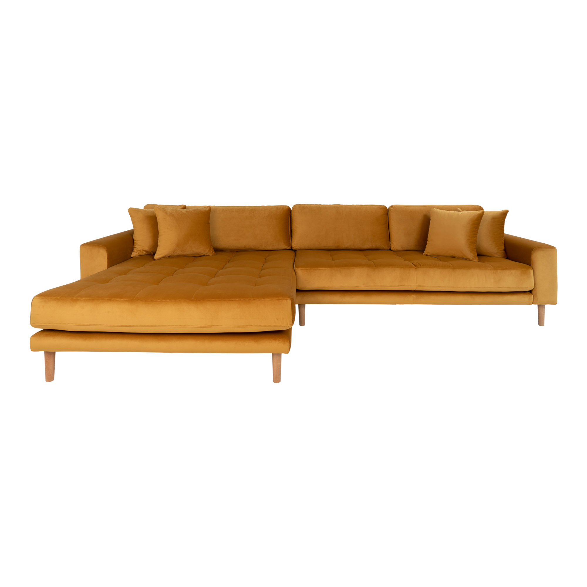 House Nordic Lido Sofa Venstrevendt Chaiselong Sennepsgul Velour