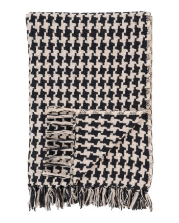 House Nordic Side Plaid  Rektangulær Sort Beige Bomuld Polyester  130x180