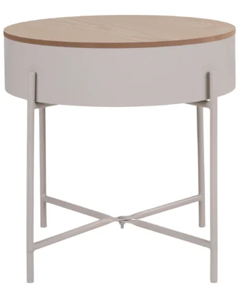 House Nordic Sisco Hjørnebord     Opbevaring Beige Melamin Og Lysegrå Stål  ø40