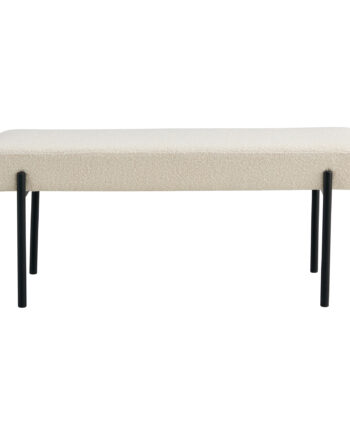 House Nordic Swindon Bænk  Rektangulær Hvid Bouclé Polyester Stof Og Sort Metal  100x36