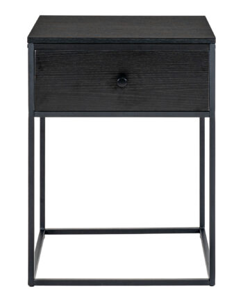 House Nordic Vita Sengebord       Skuffe Sort Mdf Og Sort Stål  40x40