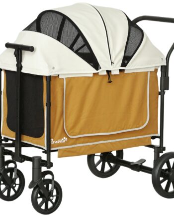 Hundeklapvogn Sammenklappelig Hundeklapvogn Til Hunde Og Katte Op Til 30 Kg 110   65   102 Cm Brun