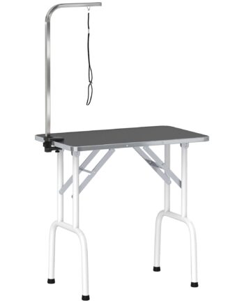 Hundetrimmebord Med Slynge  Foldbart  Stålben  Skridsikker Bordplade  81x48 5x80 Cm  Sort