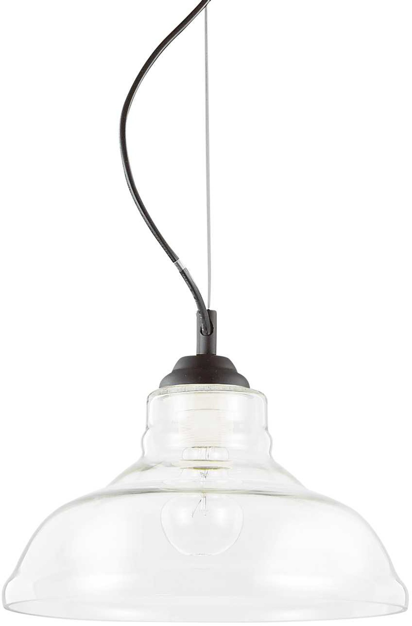 Ideal Lux Bistro Pendellampe ø28 Cm Justerbar Højde 21-230 Cm Metal Og Glas Klar Og Sort