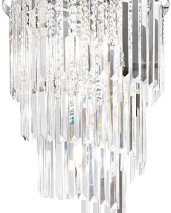 Ideal Lux Carlton Loftslampe  -armet Krystalpendel   Krom Og Glas ø40   H66 Cm