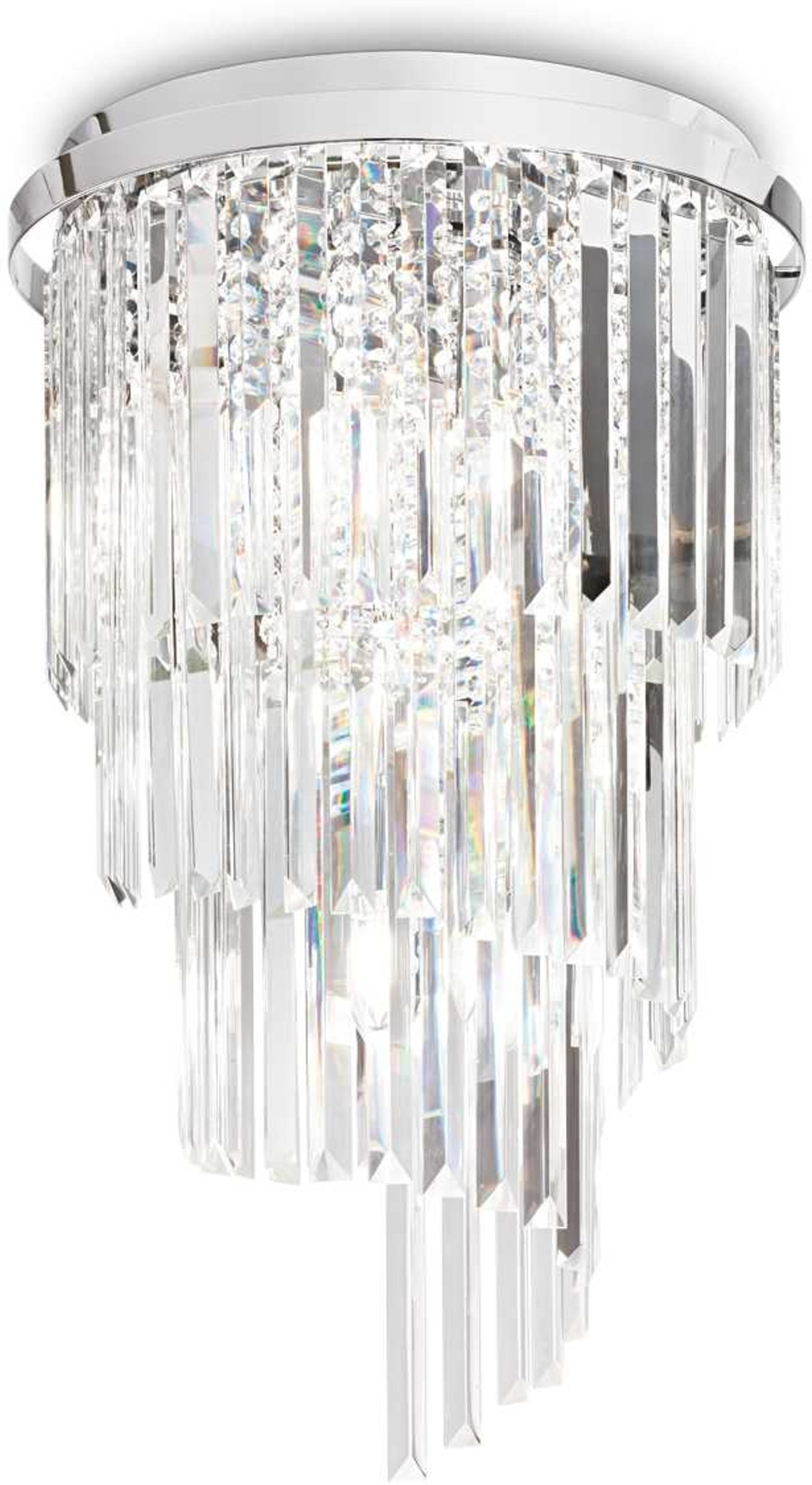 Ideal Lux Carlton Loftslampe  -armet Krystalpendel   Krom Og Glas ø40   H66 Cm