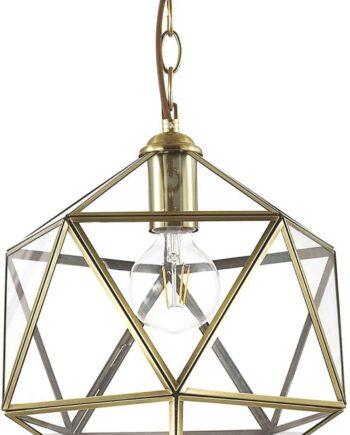 Ideal Lux Deca Pendel Lampe Antik Messing Og Transparent Glas ø28 Cm Justerbar 63-150 Cm
