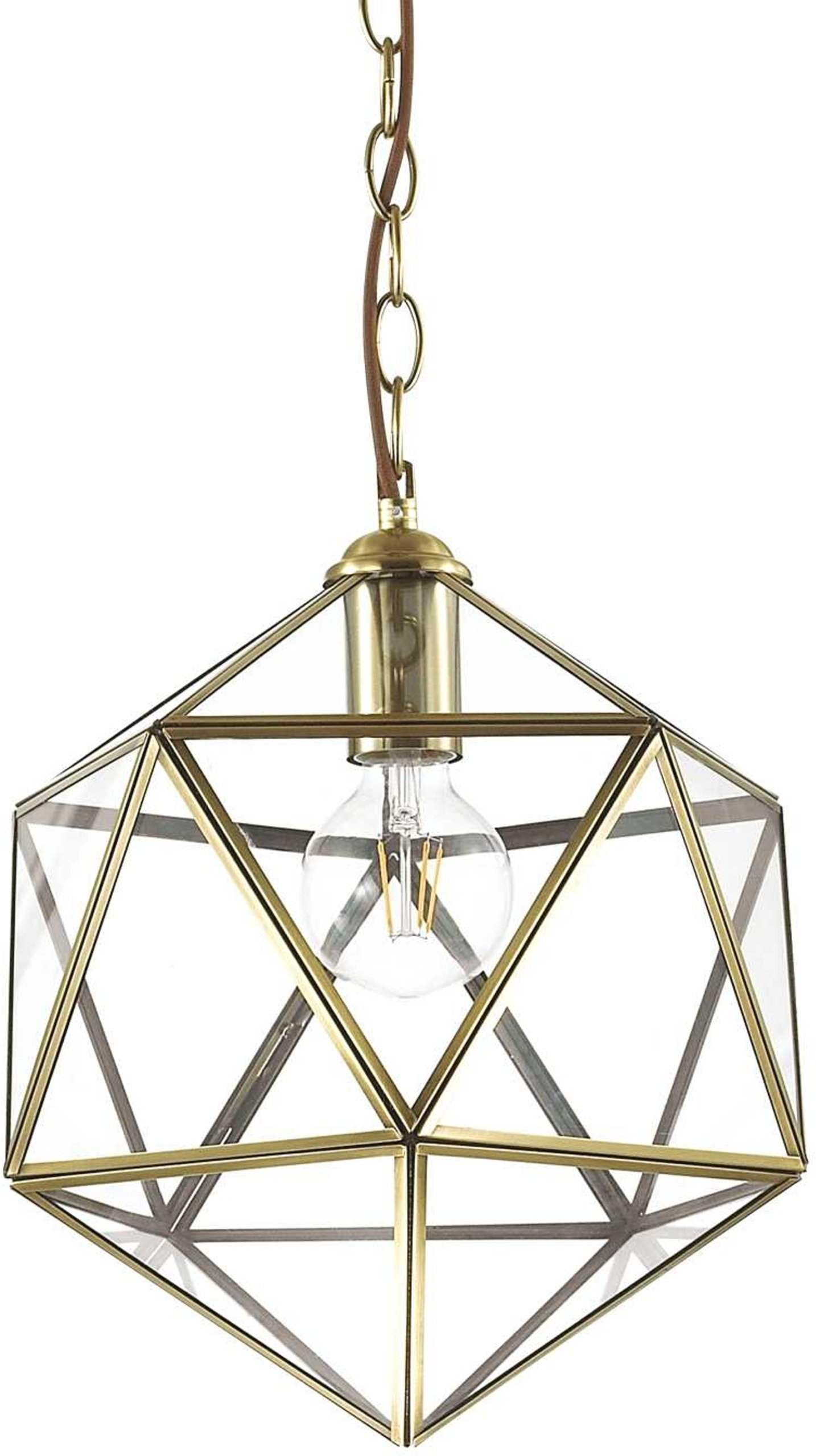 Ideal Lux Deca Pendel Lampe Antik Messing Og Transparent Glas ø28 Cm Justerbar 63-150 Cm