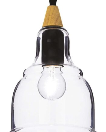 Ideal Lux Gretel Pendellampe Matsort Metal Med Trædetaljer ø20 Cm H50-145 Cm E27
