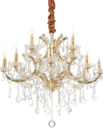 Ideal Lux Napoleon Pendellampe   74 Cm Justerbar Krystal Loftlampe   Glas Og Krom Med Guldfinish