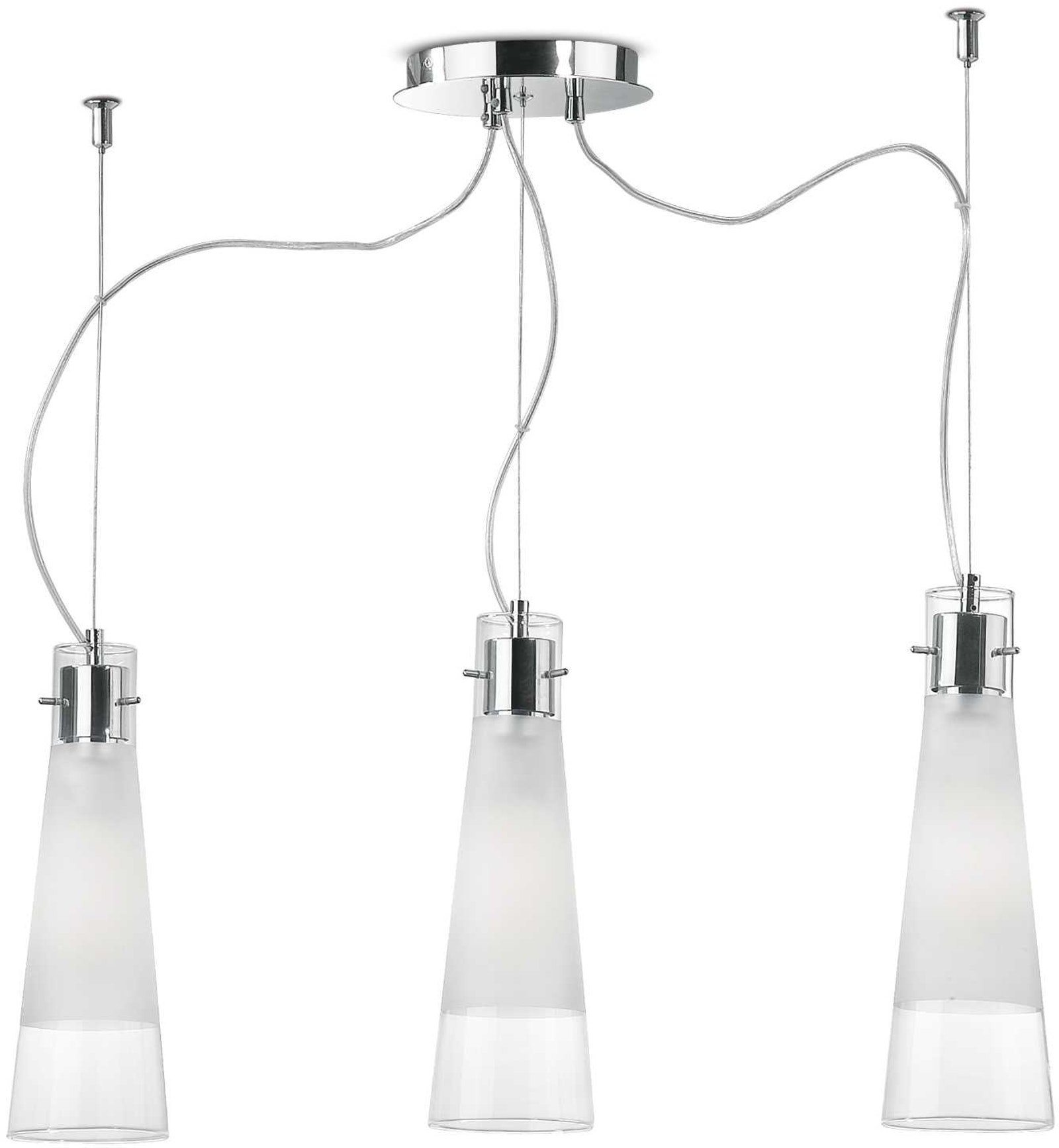 Ideal Lux Pendel Lampe Kuky   Krom Med Frostet Eller Klart Glasskærm  Justerbar Højde 440-1300 Mm      E27  Ip20