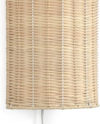 Indendørs Væglampe Kave Home Kimjit   Rustik Natur Rattan Med Justerbar Svingarm 25x13x20 Cm