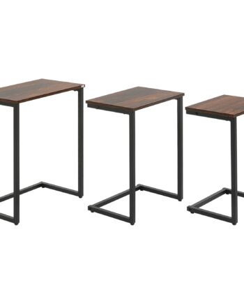 Indskudsborde  Sideborde  Sæt Med    Industrielt Design  Stålstel  Brun   Sort  45   30   60 Cm
