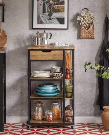 Industrial Vintage-stil Serveringsvogn   Barvogn   Køkkenvogn  Brun