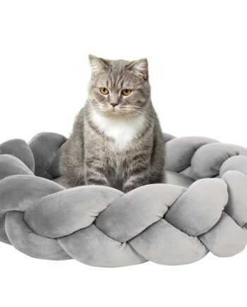 Kæledyrsseng Med Pude  Katteseng  Hundekurv  Vaskbar  55 Cm   55 Cm   14 Cm  Grå