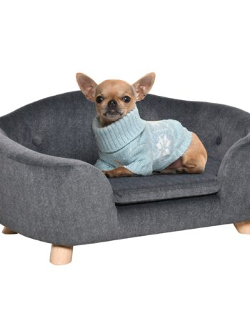 Kæledyrssofa Hundemåtte Hundeseng Hundesofa Hundesofa Kattesofa Med Hynde Baglomme Plysskum Fyrretræ Mørkegrå 70   47   30 Cm