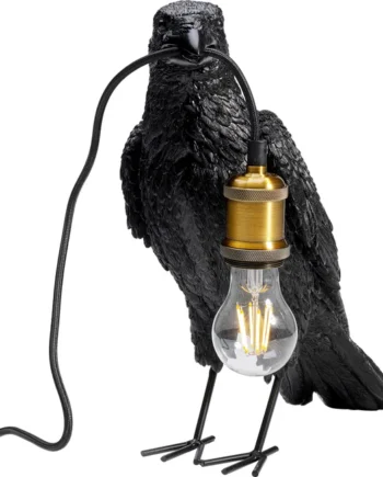 Kare Design Animal Crow Bordlampe Mat Sort Polyresin Og Kobber Aluminium
